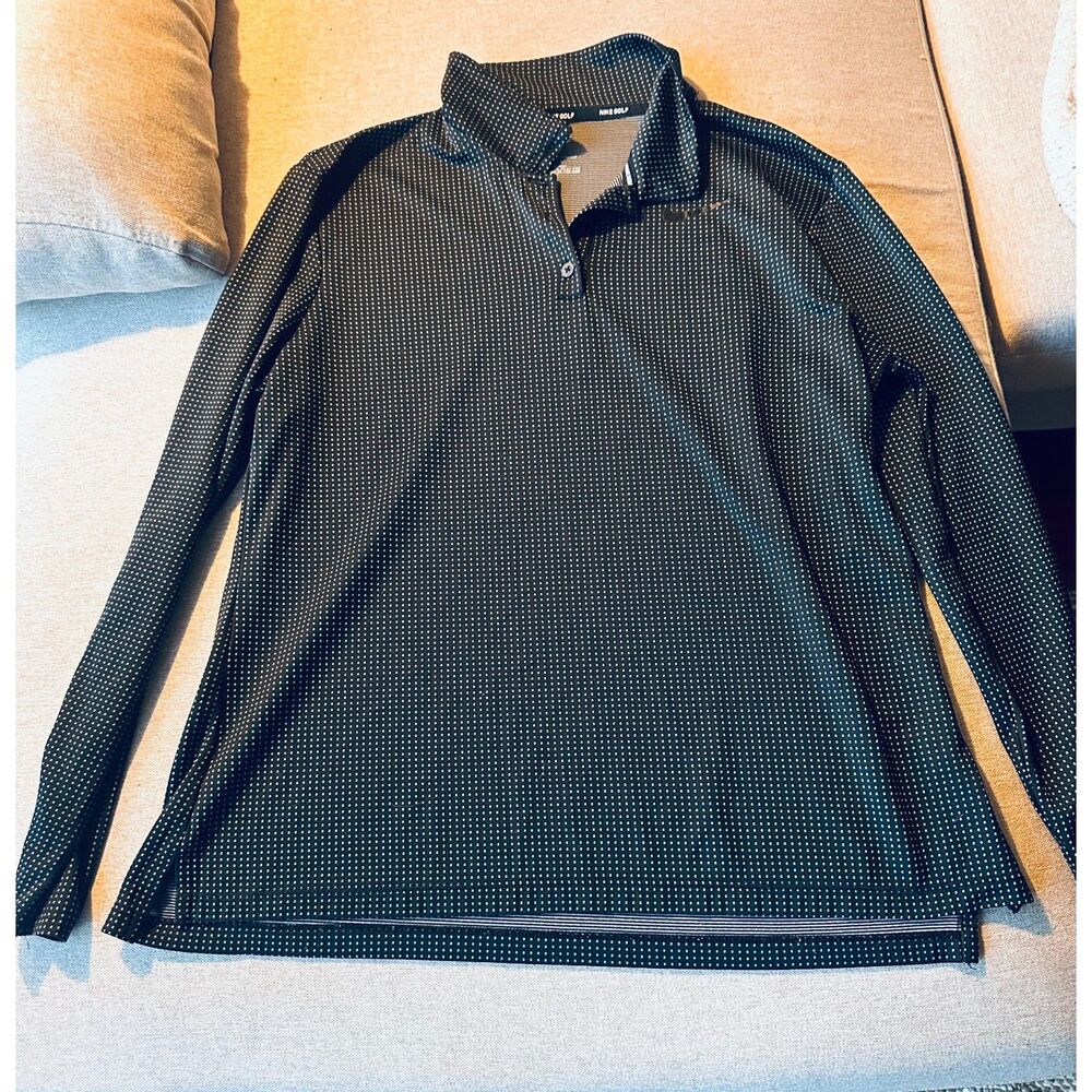 Nike Golf Dri-FIT Long Sleeve White Pindot, Breathable Performance Polo Shirt L